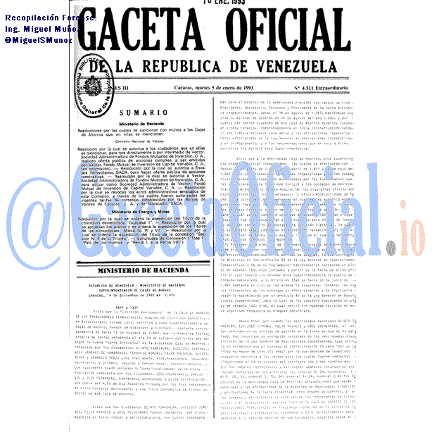 Gaceta Oficial 4511 del 5 Enero 1993