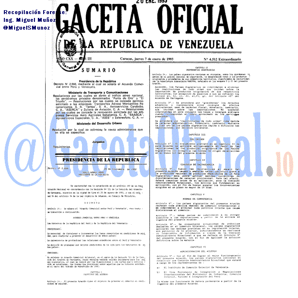Gaceta Oficial 4512 del 7 Enero 1993