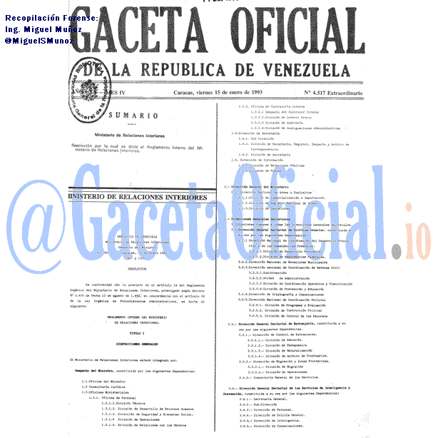 Gaceta Oficial 4517 del 15 Enero 1993