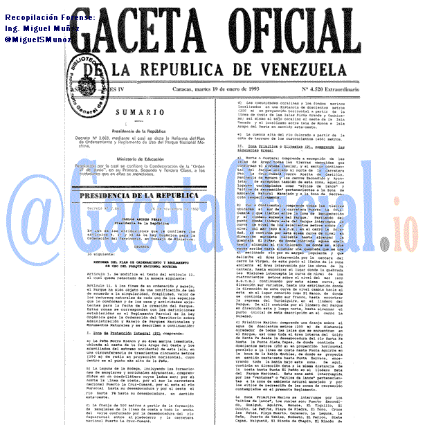 Gaceta Oficial 4520 del 19 Enero 1993