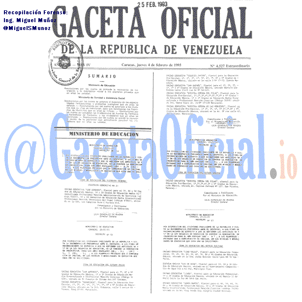 Gaceta Oficial 4527 del 4 Febrero 1993