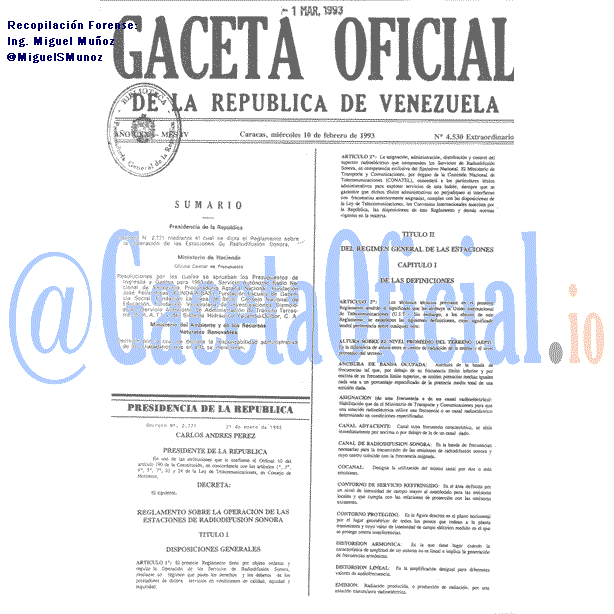 Gaceta Oficial 4530 del 10 Febrero 1993