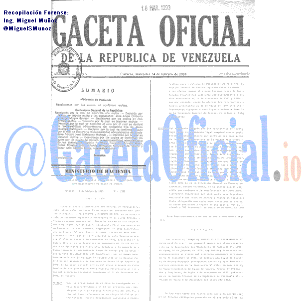 Gaceta Oficial 4532 del 24 Febrero 1993