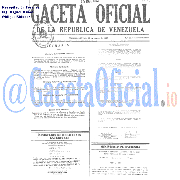 Gaceta Oficial 4537 del 10 Marzo 1993