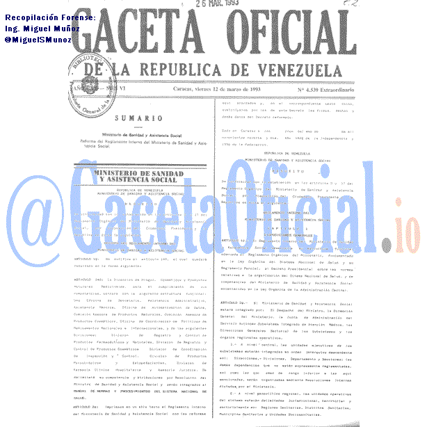 Gaceta Oficial 4539 del 12 Marzo 1993