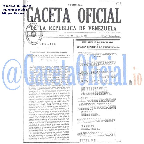 Gaceta Oficial 4540 del 12 Marzo 1993
