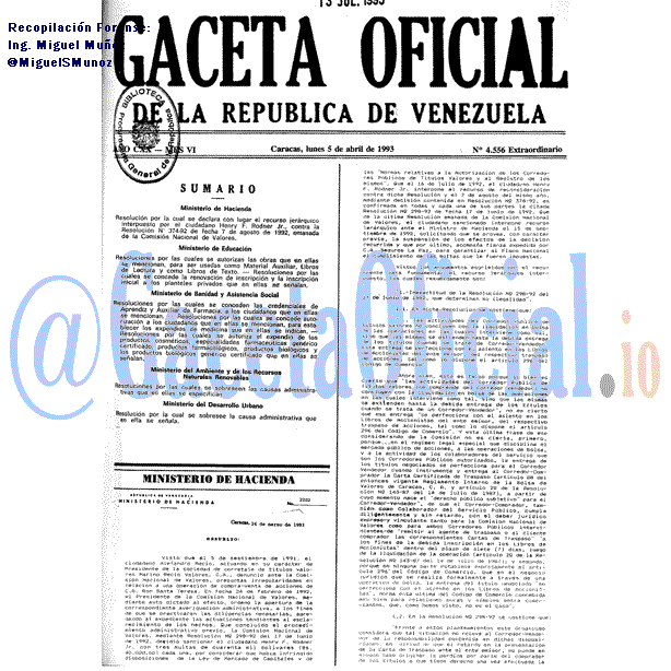 Gaceta Oficial 4556 del 5 Abril 1993