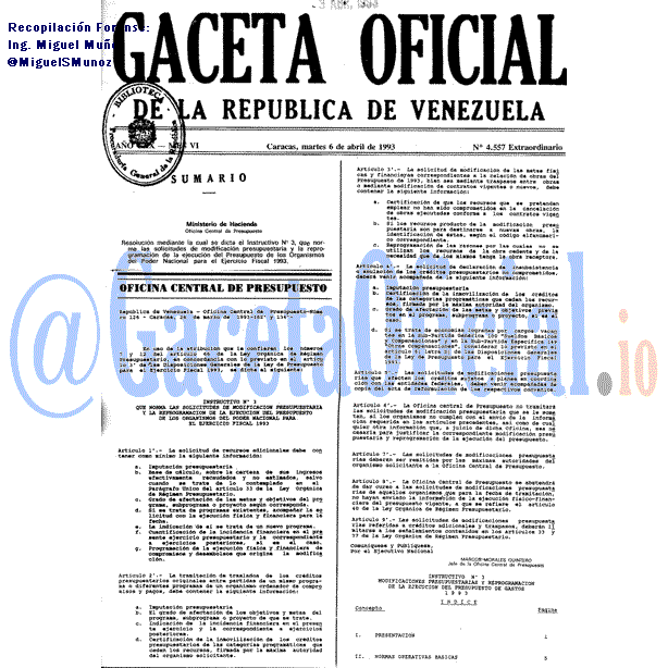 Gaceta Oficial 4557 del 6 Abril 1993