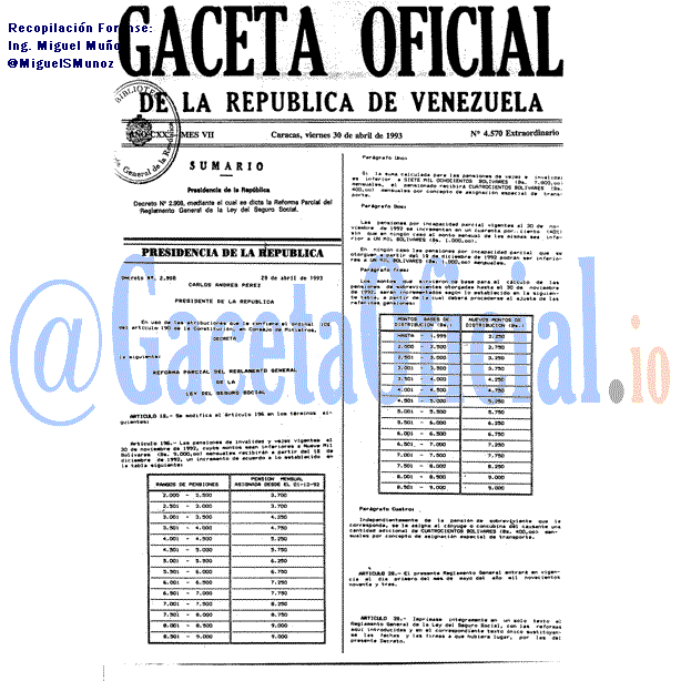Gaceta Oficial 4570 del 30 Abril 1993