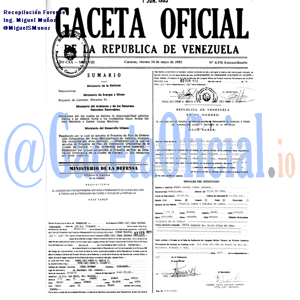 Gaceta Oficial 4576 del 14 Mayo 1993