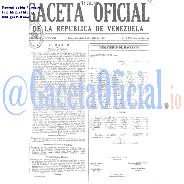 Gaceta Oficial 4729 del 6 Junio 1994