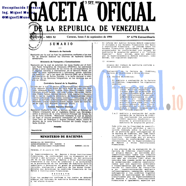 Gaceta Oficial 4776 del 5 Septiembre 1994