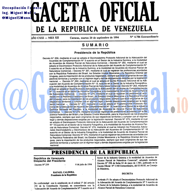 Gaceta Oficial 4786 del 20 Septiembre 1994
