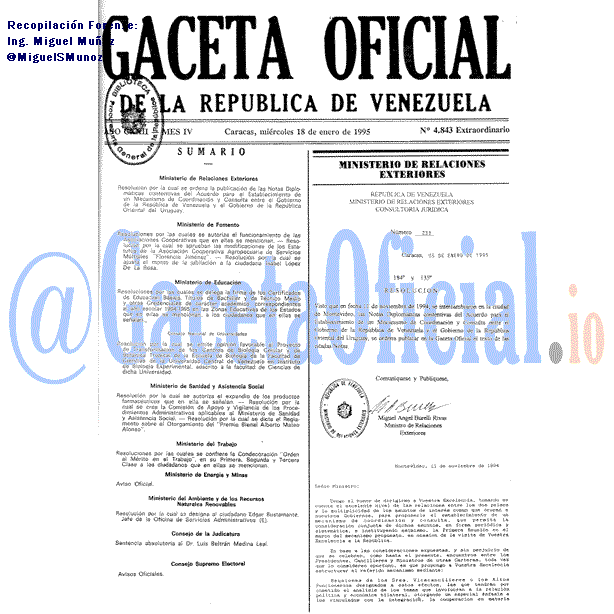 Gaceta Oficial 4843 del 18 Enero 1995