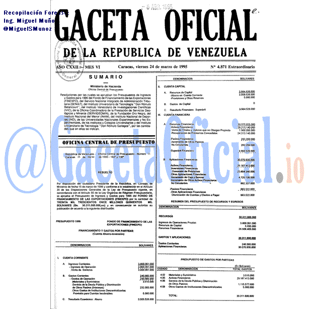 Gaceta Oficial 4871 del 24 Marzo 1995