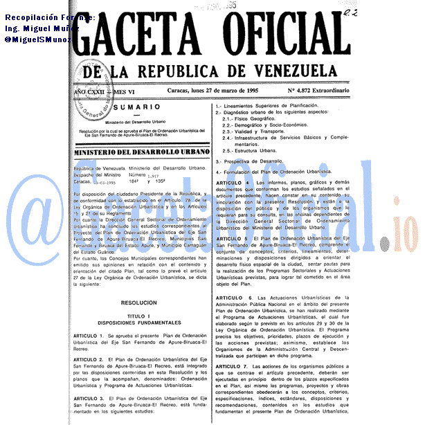 Gaceta Oficial 4872 del 27 Marzo 1995