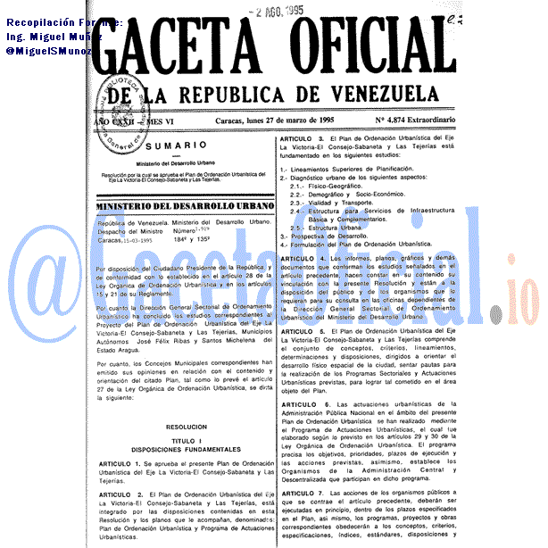 Gaceta Oficial 4874 del 27 Marzo 1995