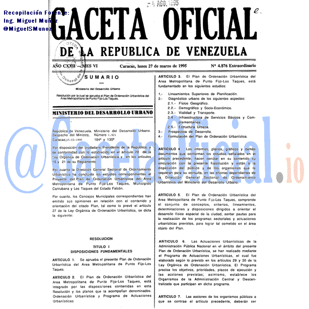 Gaceta Oficial 4876 del 27 Marzo 1995