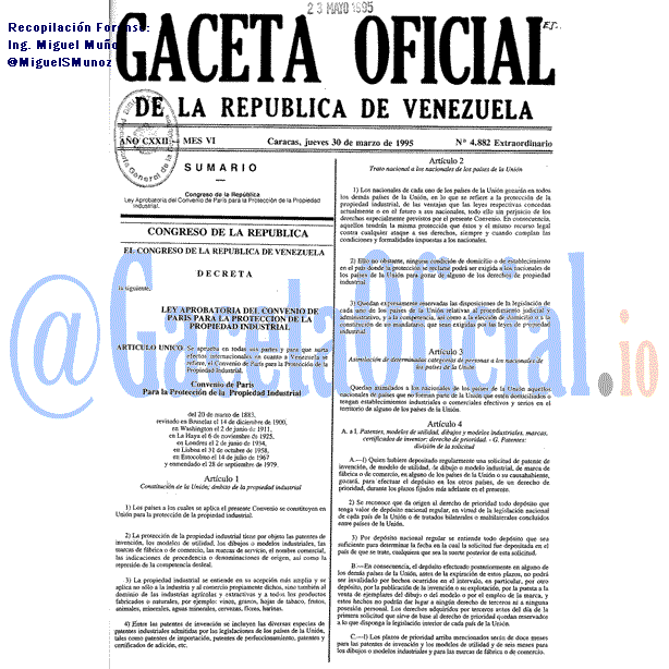 Gaceta Oficial 4882 del 30 Marzo 1995