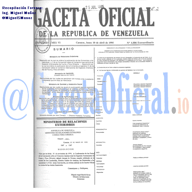 Gaceta Oficial 4886 del 10 Abril 1995