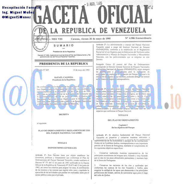 Gaceta Oficial 4906 del 26 Mayo 1995
