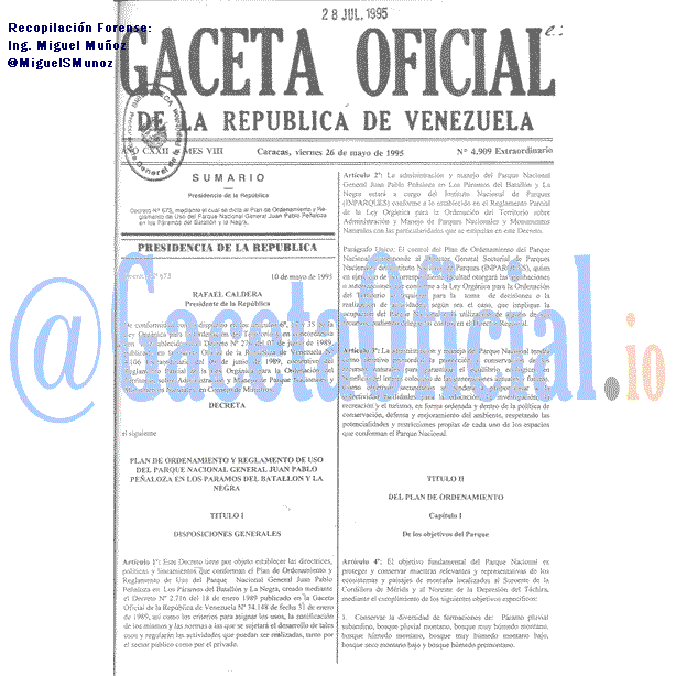 Gaceta Oficial 4909 del 26 Mayo 1995
