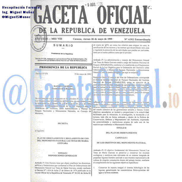 Gaceta Oficial 4912 del 26 Mayo 1995