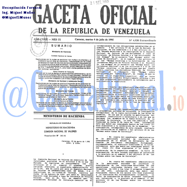 Gaceta Oficial 4930 del 4 Julio 1995