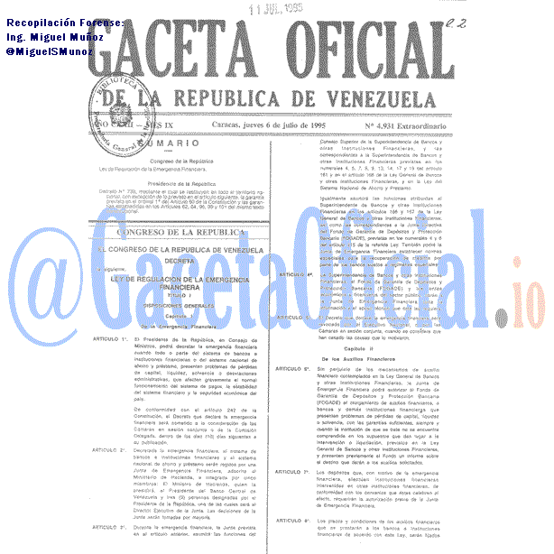Gaceta Oficial 4931 del 6 Julio 1995