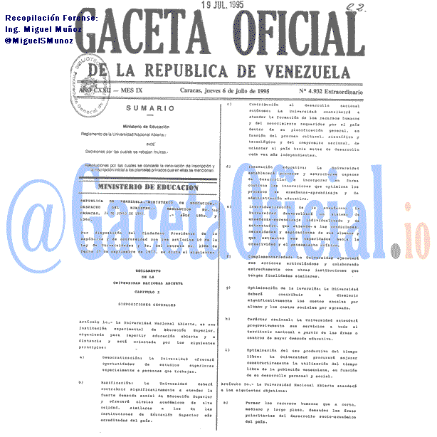 Gaceta Oficial 4932 del 6 Julio 1995