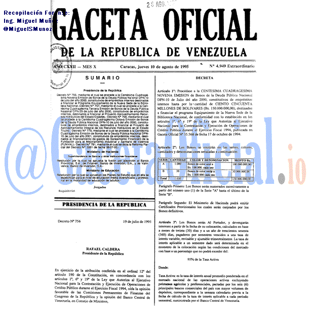 Gaceta Oficial 4949 del 10 Agosto 1995