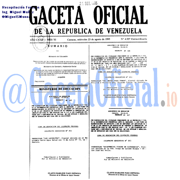 Gaceta Oficial 4957 del 23 Agosto 1995