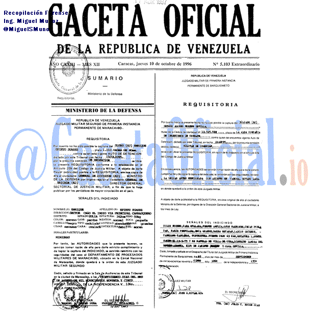 Gaceta Oficial 5103 del 10 Octubre 1996