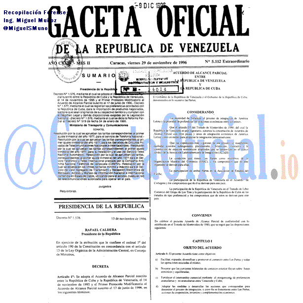 Gaceta Oficial 5112 del 29 Noviembre 1996