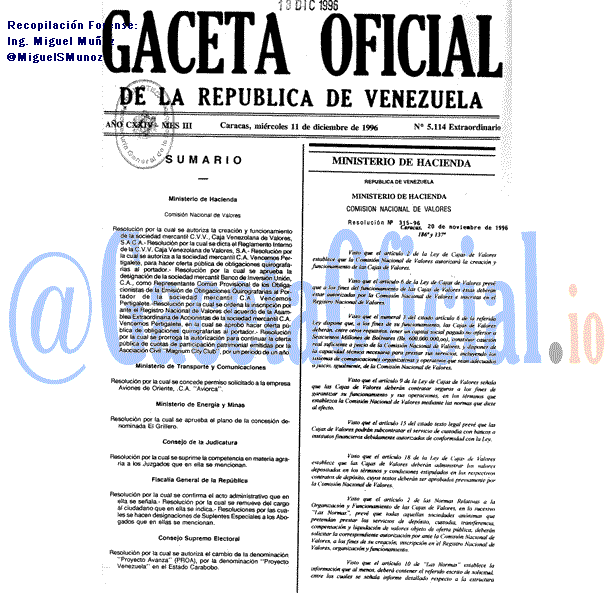 Gaceta Oficial 5114 del 11 Diciembre 1996