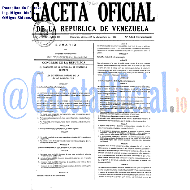 Gaceta Oficial 5124 del 27 Diciembre 1996