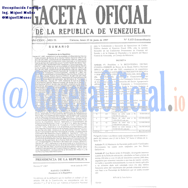Gaceta Oficial 5153 del 23 Junio 1997