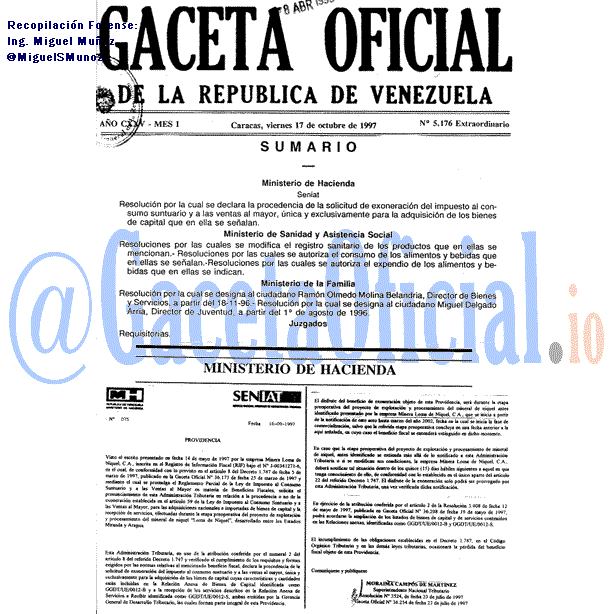 Gaceta Oficial 5176 del 17 Octubre 1997
