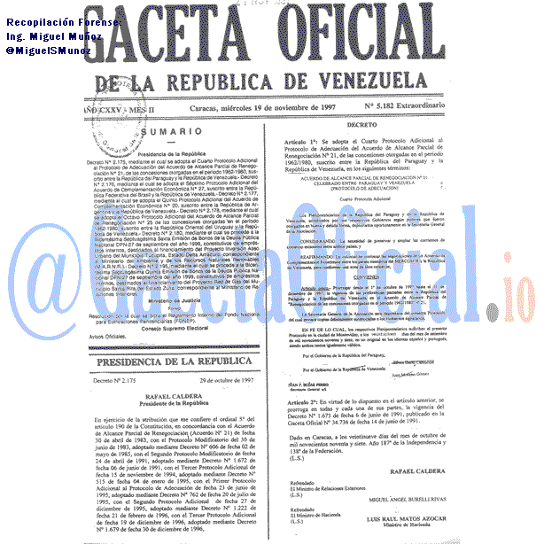 Gaceta Oficial 5182 del 19 Noviembre 1997