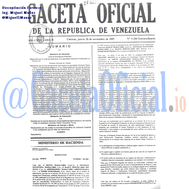 Gaceta Oficial 5184 del 20 Noviembre 1997