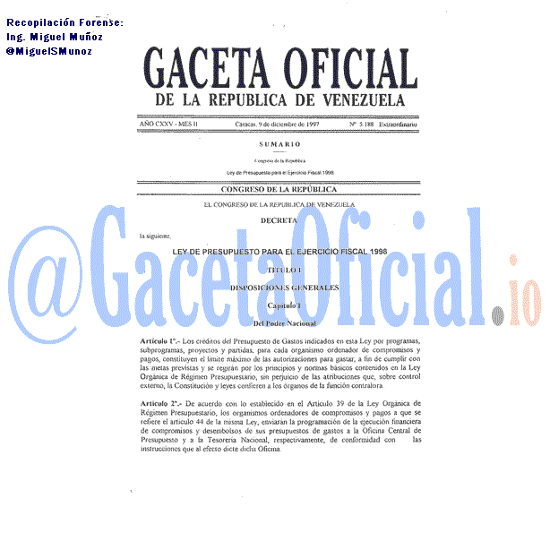 Gaceta Oficial 5188 del 9 Diciembre 1997