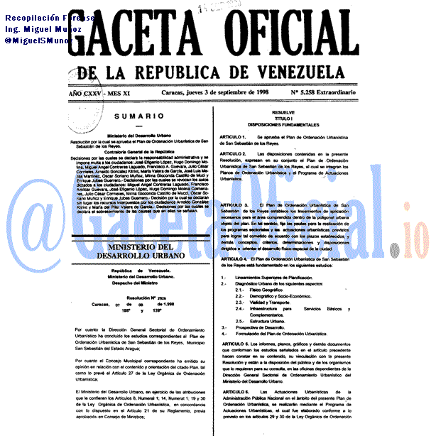 Gaceta Oficial 5258 del 3 Septiembre 1998