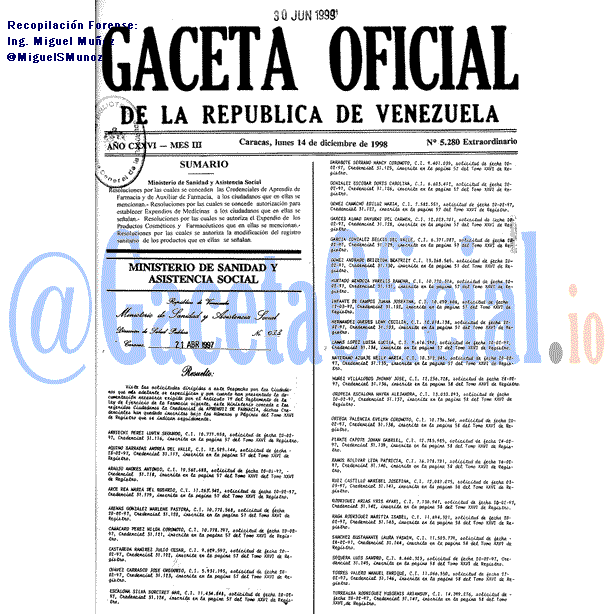 Gaceta Oficial 5280 del 14 Diciembre 1998