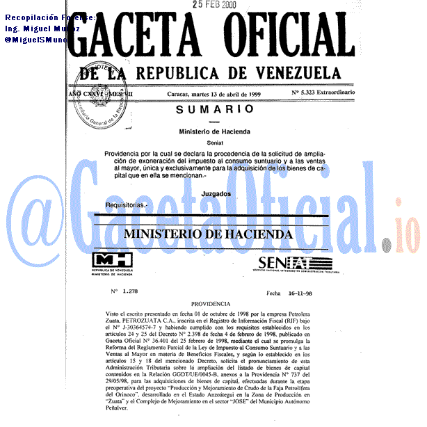 Gaceta Oficial 5323 del 13 Abril 1999