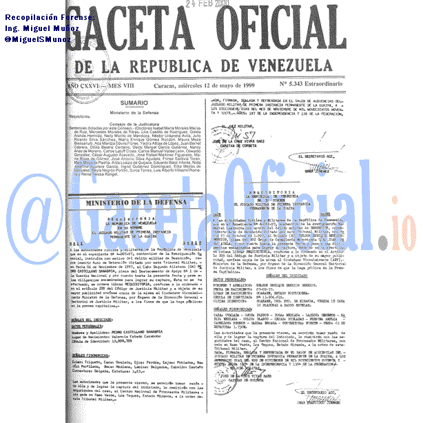 Gaceta Oficial 5343 del 12 Mayo 1999