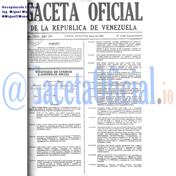 Gaceta Oficial 5344 del 13 Mayo 1999