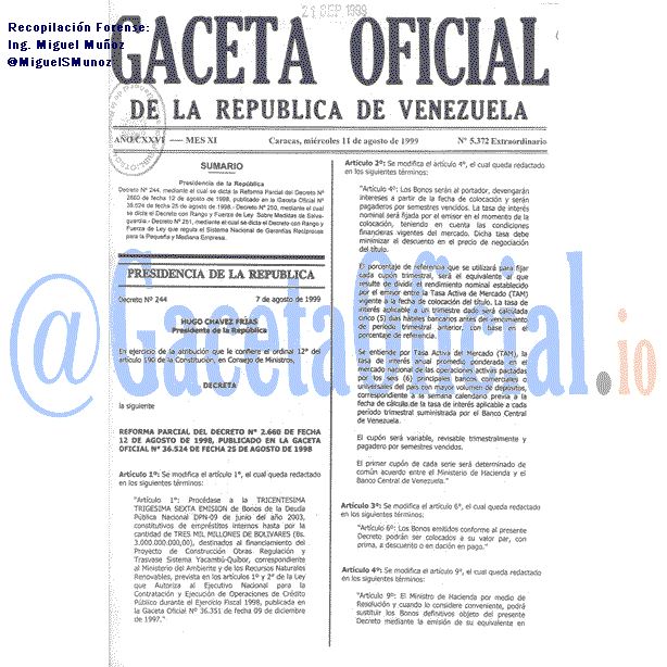 Gaceta Oficial 5372 del 11 Agosto 1999