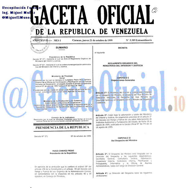 Gaceta Oficial 5389 del 21 Octubre 1999