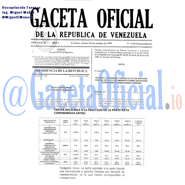 Gaceta Oficial 5391 del 22 Octubre 1999