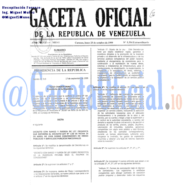 Gaceta Oficial 5394 del 25 Octubre 1999